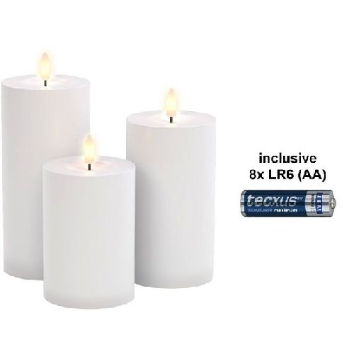 Goobay 75264 3er-Set LED-Kerzen "Outdoor", weiß, inkl. 8x AA (LR6) VPE Retail Polybag Mindestbestellmenge 1