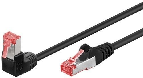 Goobay 51547 CAT 6 Patchkabel 1x 90° gewinkelt, S/FTP (PiMF), schwarz, 10 m VPE Bulk Mindestbestellmenge 1
