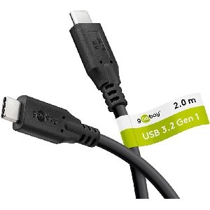 Goobay 74728 USB-C™-Kabel, 2 m, schwarz VPE Cable Tag Mindestbestellmenge 1