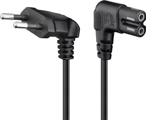 Goobay 97350 Anschlusskabel mit Eurostecker abgewinkelt, 2 m, schwarz, (2*0,75 mm²) VPE Retail Polybag Mindestbestellmenge 1