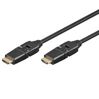 Goobay 61283 Series 2.0 High-Speed-HDMI™-360°-Kabel mit Ethernet, 1.5 m, Schwarz - HDMI™-Stecker (Ty