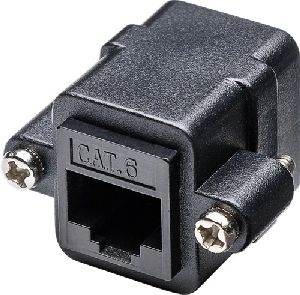 Goobay 81365 RJ45-Modularkupplung/Verbinder mit Montageflansch, CAT 6