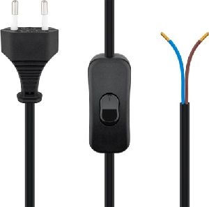 Goobay 51350 Kabel mit Eurostecker zum Konfektionieren - mit Schalter, 1,5 m, Schwarz