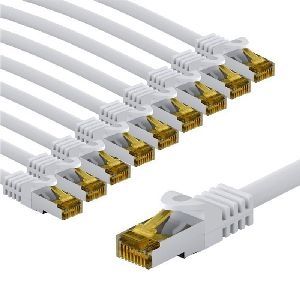 Goobay 69449 RJ45-Patchkabel CAT 6A S/FTP (PiMF), 500 MHz mit CAT 7 Rohkabel, 2 m, weiß, 10er-Set K