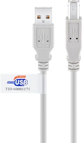 Goobay 50832 USB-A-auf-USB-B-Kabel, zertifiziert, 3 m, grau VPE Bulk Mindestbestellmenge 1