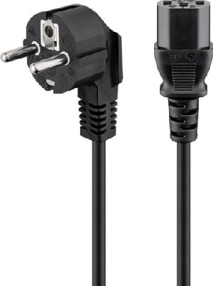 Goobay 95142 Abgewinkeltes Kaltgeräte-Anschlusskabel, 3 m, Schwarz Kabellänge: 3 m