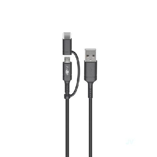 Goobay 71892 2in1-Kabel USB-A auf Micro-B/USB-C™, 1 m, schwarz VPE Bulk Mindestbestellmenge 1