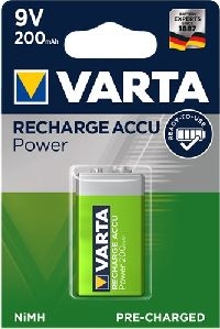 Varta 44036 Ready to Use 9V Block/6HR61 (56722) - 200 mAh - LSD-NiMH Akku (Ready-to-Use), 9 V