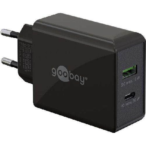 Goobay 61673 USB-C™ PD Dual-Schnellladegerät (30 W) schwarz VPE Retail Polybag Mindestbestellmenge 1