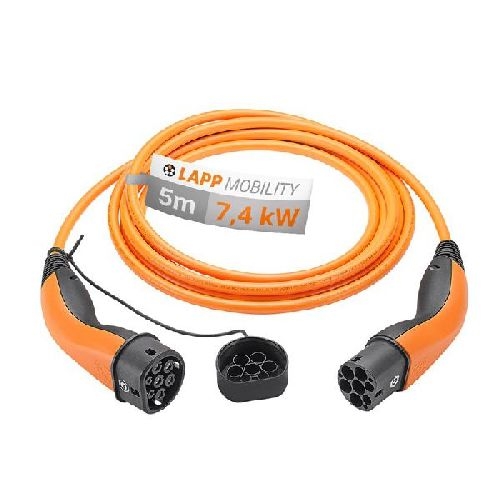 LAPP MOBILITY 61786 Ladekabel Typ 2, bis zu 7,4 kW, 5 m, orange VPE Retail Box Mindestbestellmenge 1