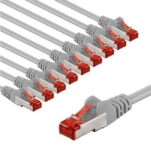 Goobay 66655 CAT 6 Patchkabel, S/FTP (PiMF), 2 m, grau, 10er-Set VPE Bulk Mindestbestellmenge 1