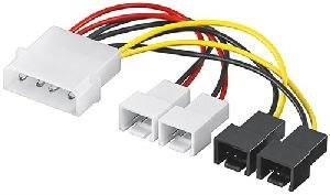 Goobay 93632 PC-Lüfter Stromkabel/Stromadapter, 5.25 Stecker zu Lüfter 2x 12 V/2x 5 V Kabellänge: 0.
