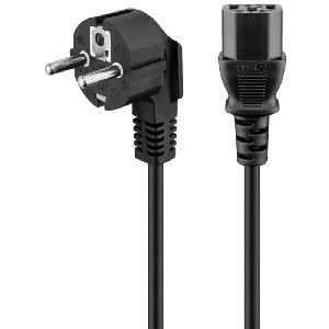 Goobay 59566 Abgewinkeltes Kaltgeräte-Anschlusskabel, 1,8 m, Schwarz, (3*0,75 mm²) VPE Retail Polybag Mindestbestellmenge 1