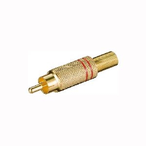 Goobay 11280 Cinch-Stecker, Rot - vergoldet mit Knickschutz