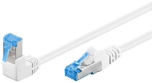 Goobay 51568 CAT 6A Patchkabel 1x 90° gewinkelt, S/FTP (PiMF), weiß, 10 m Kabellänge: 10 m