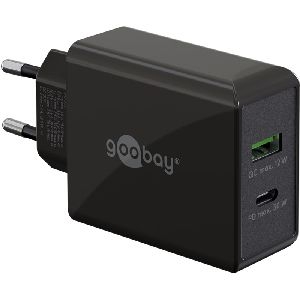 Goobay 61673 USB-C™ PD Dual-Schnellladegerät (30 W) schwarz Farbversion: schwarz