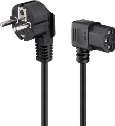 Goobay 93119 Beidseitig abgewinkeltes Kaltgeräte-Anschlusskabel, 5 m, Schwarz, (3*1 mm²) VPE Retail Polybag Mindestbestellmenge 1