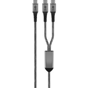 Goobay 75739 USB-C™-Textilkabel, 60 W, Power Delivery, 1,5 m, schwarz;grau, Kabellänge: 1.5 m