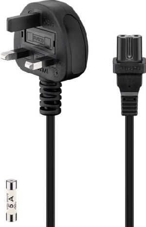Goobay 45785 UK-Netzanschlusskabel, 1,5 m, Schwarz, (2*0,75 mm²) VPE Retail Polybag Mindestbestellmenge 1