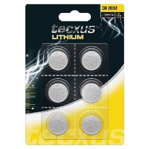 Tecxus 59581 CR2032 Batterie, 6 Stk. im Blister Verbrauchseinheit: 6 Stk. im Blister
