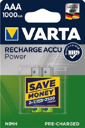 Varta 43470 AAA (Micro)/HR03 (5703) Akku - 1000 mAh, 2 Stk. im Blister VPE Retail Blister Mindestbestellmenge 1