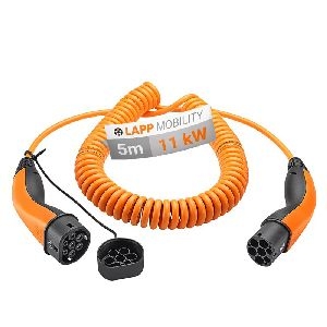 LAPP MOBILITY 61799 Spiral-Ladekabel Typ 2, bis zu 11 kW, 5 m, orange : VPE Retail Box Mindestbestellmenge 1