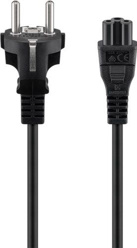 Goobay 57846 Netzkabel mit Schutzkontakt, 1 m, schwarz, (3*0,75 mm²) VPE Retail Polybag Mindestbestellmenge 1