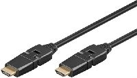 Goobay 31889 Series 1.4 High-Speed-HDMI™-360°-Kabel mit Ethernet, 3 m, Schwarz - HDMI™-Stecker (Typ
