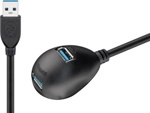 Goobay 95918 USB-A-Verlängerung mit Standfuß, 1,5 m, schwarz VPE Cable Tag Mindestbestellmenge 1