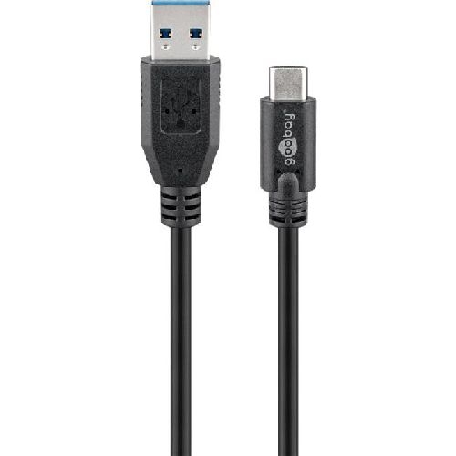 Goobay 44753 USB-C™-auf-USB-A-Kabel, 0,5 m, schwarz VPE Retail Polybag Mindestbestellmenge 1