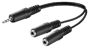 Goobay 50465 Audio Y Kabeladapter 3,5 mm, 1x Stecker 2x Buchse mono, 0.2 m, Schwarz - Klinke 3,5 mm