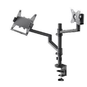 Goobay 74417 Deluxe Monitorhalterung mit Laptop-Arm, schwarz