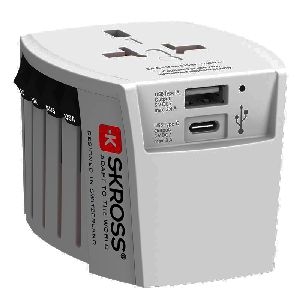 Skross 60572 World Adapter MUV USB (AC) VPE Retail Box Mindestbestellmenge 1