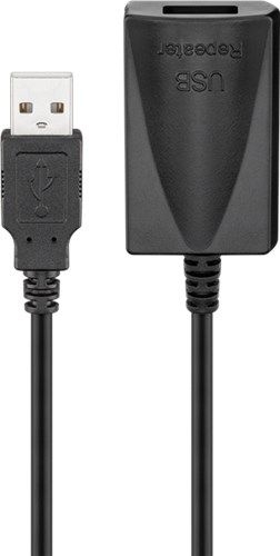 Goobay 95439 Aktives USB-Verlängerungskabel, 5 m, schwarz VPE Bulk Mindestbestellmenge 1