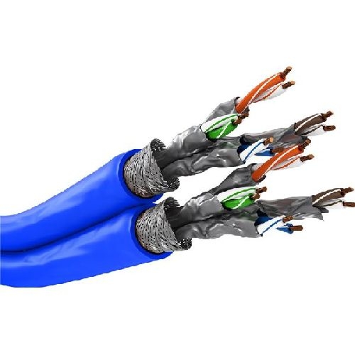 Goobay 75716 CAT 7A Duplex-Netzwerkkabel, S/FTP (PiMF), blau VPE Cable ring-coil Mindestbestellmenge 1