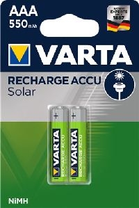 Varta 44146 Solar Rechargeable AAA (Micro)/HR03 (56733) - 550 mAh - Nickel-Metallhydrid Akku (NiMH),
