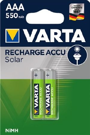 Varta 44146 Solar Rechargeable AAA (Micro)/HR03 (56733) - 550 mAh - Nickel-Metallhydrid Akku (NiMH),