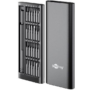 Goobay Tools 77836 Schraubendreher-Set mit 24-tlg. Präzisions-Bitsatz VPE Retail Box Mindestbestellmenge 1