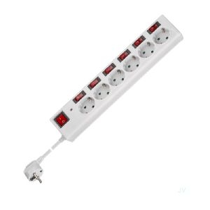 Goobay 72568 Steckdosenleiste 6-fach mit Überspannungsschutz und Schalter, 1,5 m VPE Bulk Mindestbestellmenge 1