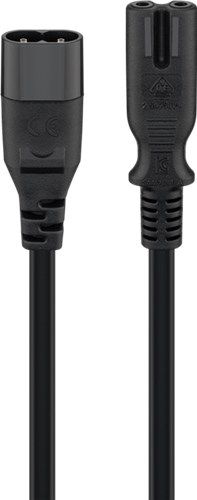 Goobay 97201 Verlängerungskabel C7/C8, 2 m, Schwarz, (2*0,75 mm²) VPE Retail Polybag Mindestbestellmenge 1