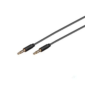 Goobay 63826 Audio Verbindungskabel AUX, 3,5 mm Stereo 4-pol., Slim, CU Kabellänge: 1 m