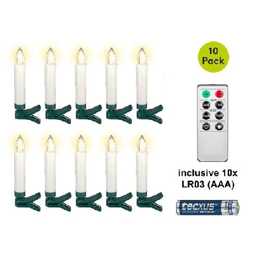 Goobay 75257 10 kabellose LED-Weihnachtsbaumkerzen inkl. 10x AAA (LR03) VPE Retail Polybag Mindestbestellmenge 1