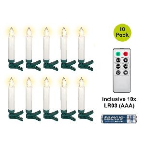 Goobay 75257 10 kabellose LED-Weihnachtsbaumkerzen inkl. 10x AAA (LR03) VPE Retail Polybag Mindestbestellmenge 1