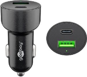 Goobay 39908 Dual-USB Auto-Schnellladegerät USB-C™ PD (Power Delivery) (48 W) VPE Retail Polybag Mindestbestellmenge 1