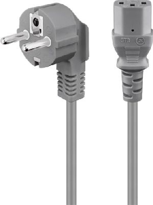 Goobay 50076 Abgewinkeltes Kaltgeräte-Anschlusskabel, 2 m, Grau, (3*0,75 mm²) VPE Retail Polybag Mindestbestellmenge 1