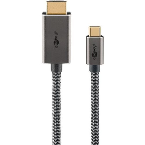 Goobay 75699 USB-C™-auf-HDMI™-Kabel, 1 m, schwarz;silber VPE Retail Box Mindestbestellmenge 1