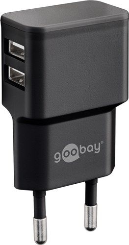 Goobay 44951 USB-A Dual-Ladegerät (12 W) schwarz VPE Retail Polybag Mindestbestellmenge 1