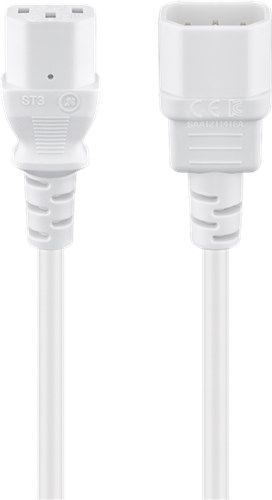 Goobay 97582 Kaltgeräte Verlängerungkabel, 1 m, Weiß, (3*0,75 mm²) VPE Retail Polybag Mindestbestellmenge 1