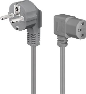 Goobay 50079 Beidseitig abgewinkeltes Kaltgeräte-Anschlusskabel, 2 m, Grau Kabellänge: 2 m