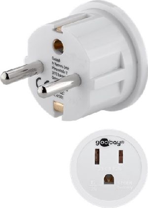 Goobay 45351 Reiseadapter USA/Japan auf Europa, weiß VPE Retail Polybag Mindestbestellmenge 1